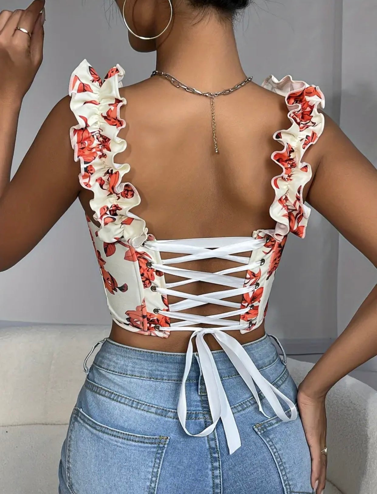 Floral Print Corset Top