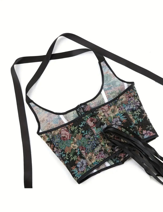 Black Floral Corset