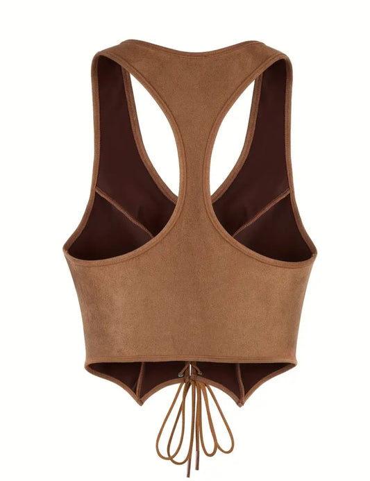 Faux Suede Corset Top