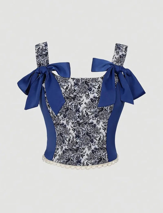 Blue Bow Top