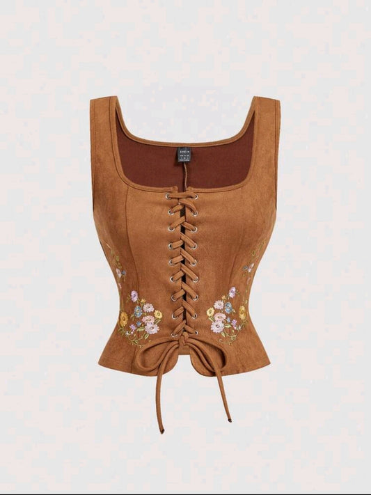 Embroidered Faux-Suede Vest | BEST SELLER |