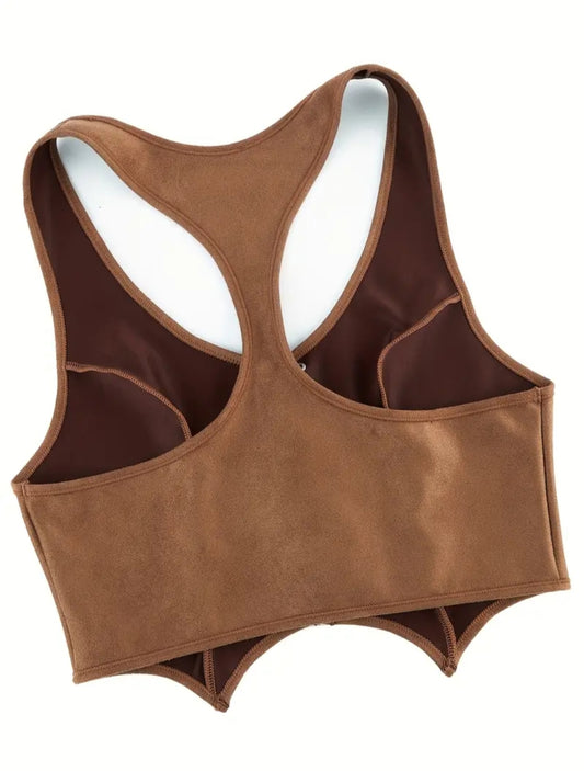 Faux Suede Corset Top