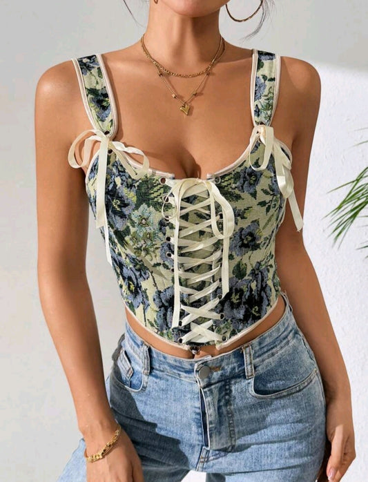 Blue Green Corset Top